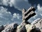 Rune rock under cloudy blue sky