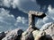 Rune rock under cloudy blue sky