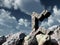 Rune rock under cloudy blue sky