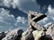 Rune rock under cloudy blue sky