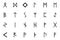 Runes of Scandinavia symbol letters black color set