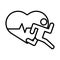 Runner avatar figure with heart cardio line style icon