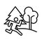 Runner avatar figure with pines forest line style icon