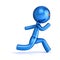 Runner champion cartoon character man number one 1 stylized blue