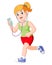 Runner girl running and listening music earphones