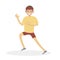 Runner happy man athlete jogging people`s character vector flat illustration.