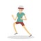 Runner happy woman athlete jogging people`s character vector flat illustration.
