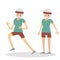 Runner happy woman athlete jogging people`s character vector flat illustration.