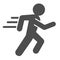 Runner line and solid icon. Sportsman running with speed motion symbol, outline style pictogram on white background