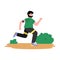 Runner in the park or in nature a flat cartoon isolated vector illustration