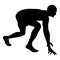 Runner preparing to start running Start running Runner in ready posture to sprint silhouette Ready to start icon black