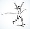 Runner rips the finish line. Vector drawing