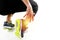 Runner sportsman holding ankle in pain with Broken twisted joint