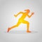 Runner woman in polygonal style on a gray background