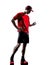 Runners joggers smartphones headphones silhouettes