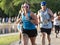 Runners racing around Belmont Lake State PArk