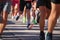 Runners running start line feet of man athletes shoes  for background