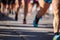 Runners running start line feet of man athletes shoes  for background