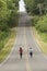 Runners on rural road