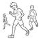Runners Three Male Female Race Run Athletic Struggle