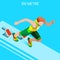 Running 100 Metres Dash of Athletics Summer Games Icon Set.Speed Concept.3D Isometric Athlete.Sport of Athletics