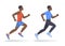The running afroamerican man set. Flat vector illustration.