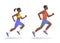 The running afroamerican sporty people set. Flat vector illustration.