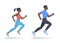 The running afroamerican woman and man set. Flat vector illustration.