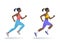 The running afroamerican woman set. Flat vector illustration.