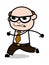 Running with Aggression - Retro Cartoon Office old Boss Man Vector Illustration