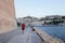 Running along the Mediterranean, Fort Saint-Jean, , Marseille, Bouches-du-Rhone, Provence-Alpes-Cote d`Azur