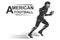 Running american football player logo silhouette. American football Logo designs template.