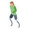 Running amputated legs man icon, isometric style