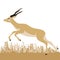 Running antelope,vector illustration ,flat style, profile