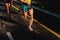 Running athletes have powerful quadriceps and calf muscles for running on asphalt