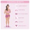 Running black beautiful girl, jogging women, cardio exercise flat Illustration. Health care infographics. 6 Benefits of running