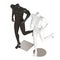Running black male and white female mannequin. 3D rendering on isolated background