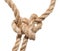 Running bowline knot close up on thick jute rope