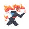 Running Burning Businessman, Stress, Burnout, Emotional Problems Concept Cartoon Style Vector Illustration