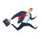 Running businessman with briefcase. Hurrying the man in a business suit. Character in flat style, vector illustration