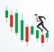 Running businessman on Candlestick stock exchange vector