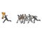 Running businessman with gold trophy followed by other businesspeople vector illustration sketch doodle hand drawn with black