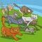 Running cats cartoon illustration