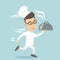 Running chef cook vector illustration.