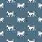 Running chihuahua puppy isolated on blue background. Seamless pattern. Dog silhouette. Endless texture. Design for