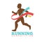 Running competition logo label with male athlete silhouette