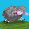 Running cute sheep