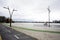 Running and cycling paths along the city alley embankment. Lake promenade