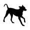 Running dalmatian dog puppy. Black dog silhouette. Pet animals. Isolated on a white background.