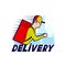 Running delivery man icon.